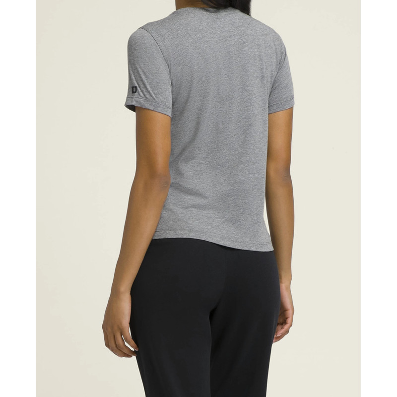 Wilson W TEAM GRAPHIC TEE MEDIUM GRAY SCRIPT MUJER