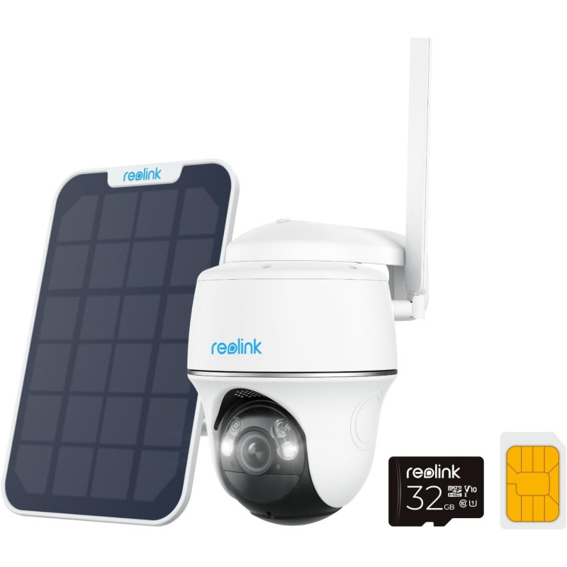 Reolink 3G/4G LTE Camara Vigilancia Exterior Solar con Bateria, 5MP Inalambrica Camara 360° PTZ con Tarjeta Sim