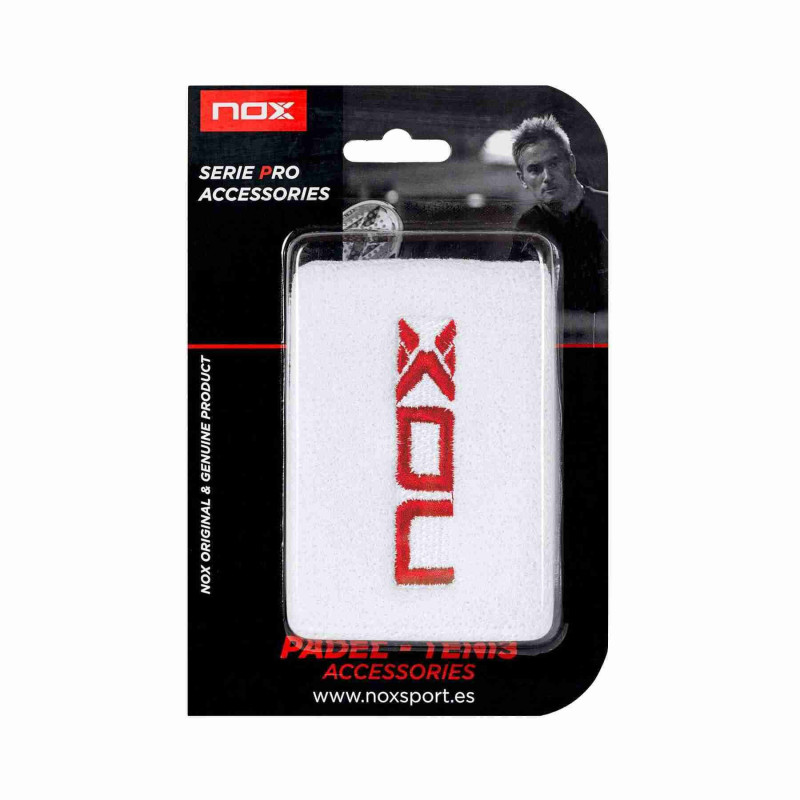 Nox 2 MUÑEQUERAS BLANCAS LOGO ROJO