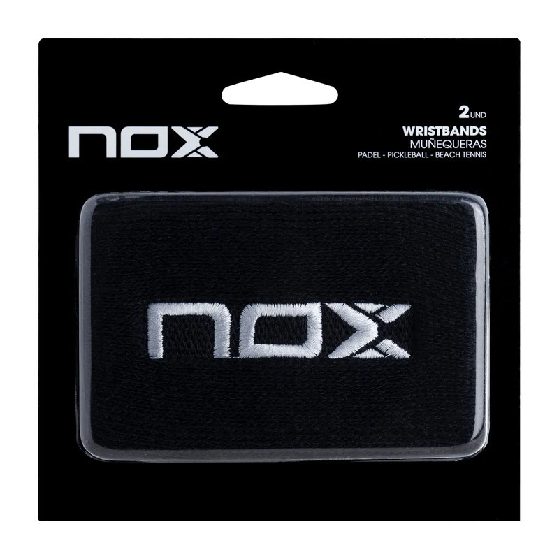 Nox 2 MUÑEQUERAS NEGRAS LOGO BLANCO