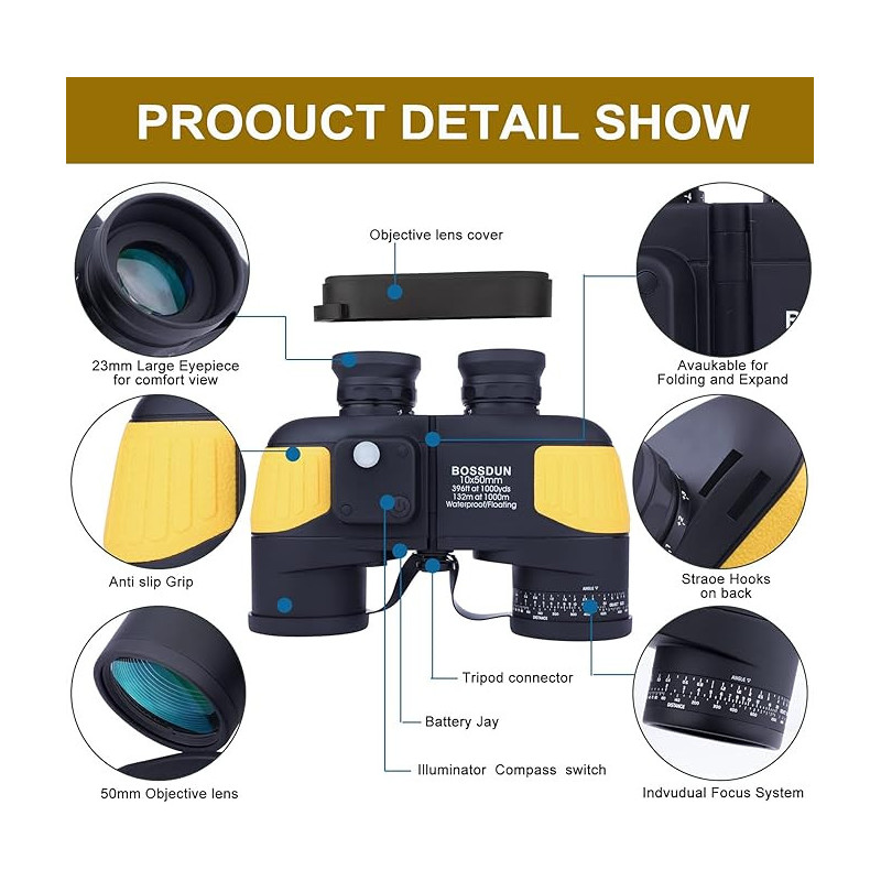 Prismáticos Marinos 10×50 Impermeables con... | HouseMovilSur